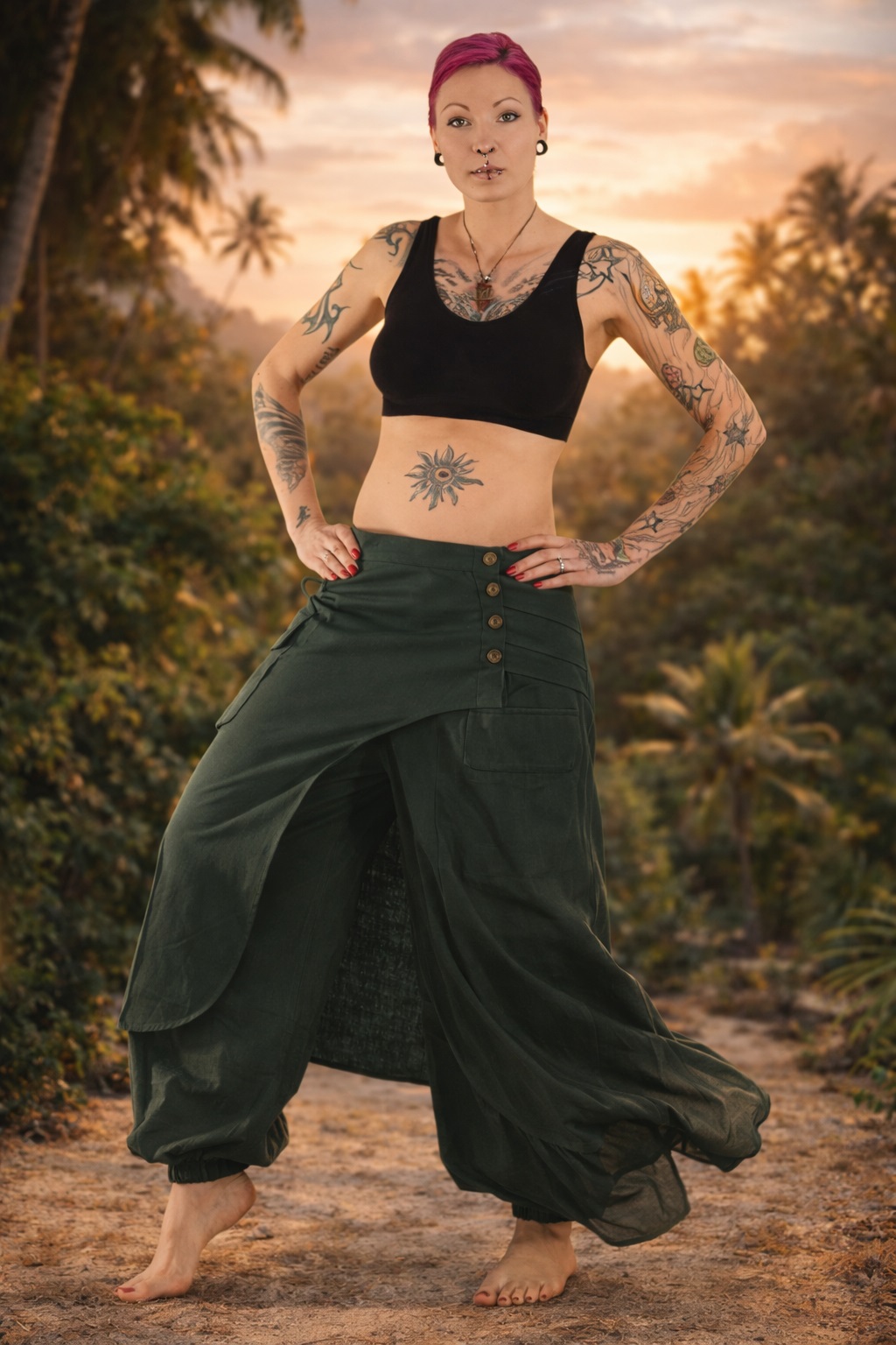 Pluderhose aus natürlichem Material